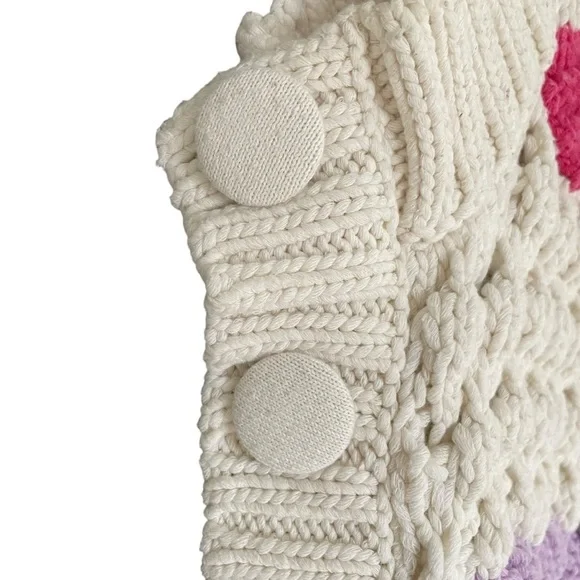 ZARA Oversized Ecru Crochet Sleeveless V-Neck Colour Block Sweater Vest Cream S - Picture 7 of 9